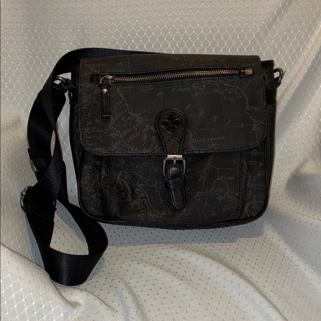 Patricia Nash Essone Map Design Crossbody Bag Euc